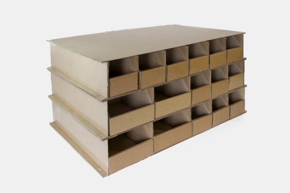 Cajas Contenedores de cartón reforzado 1/2 palet para almacenaje